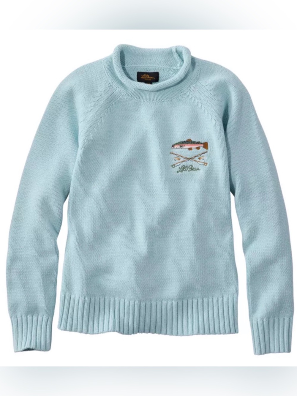 NWT- LL Bean Signature Organic Cotton Roll-Neck Logo’d Sweater